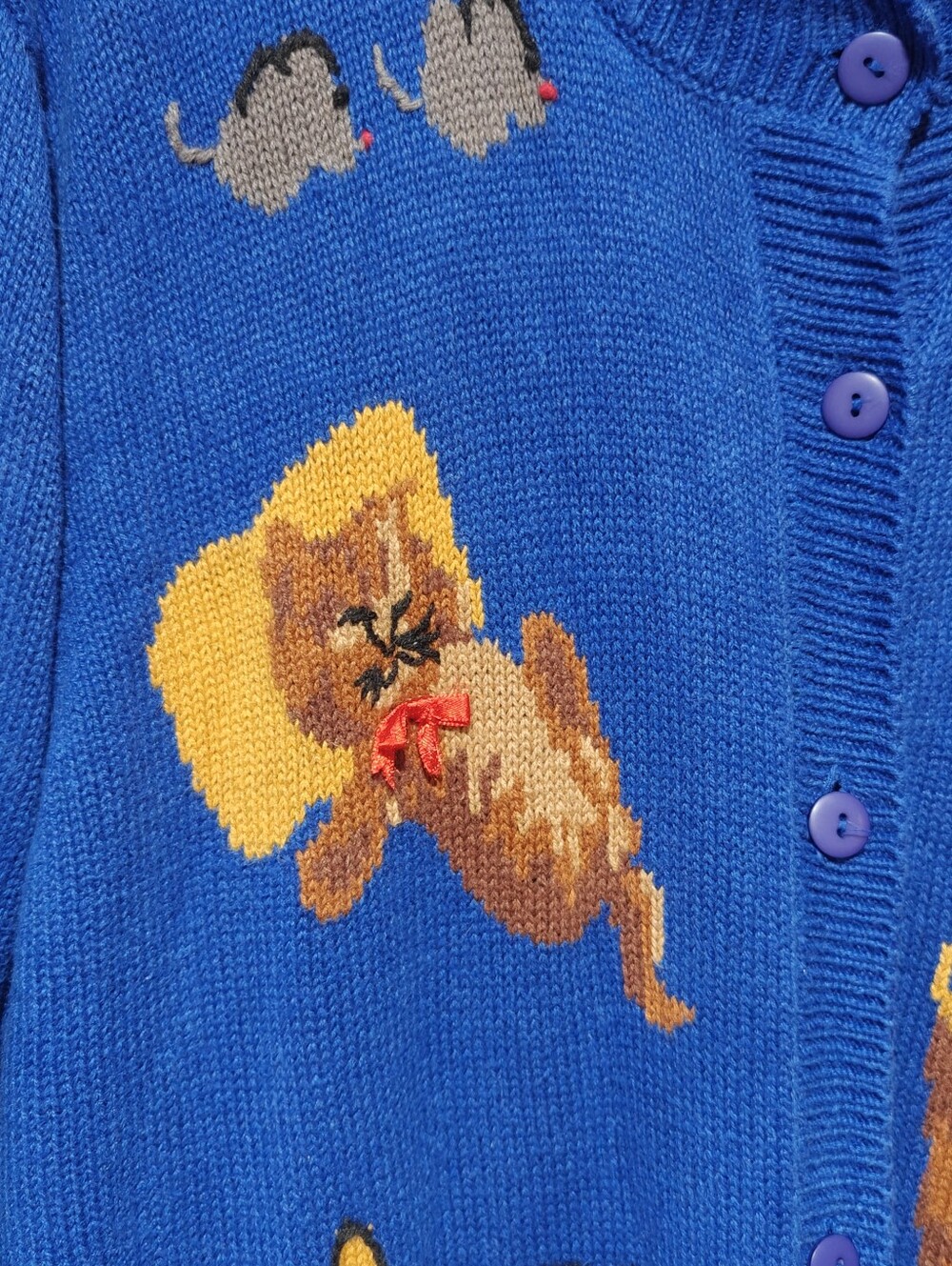 Rare Cat Knit Sweater Large Grandma 3D Cats The Quacker Factory Heavy - Picture 2 of 9